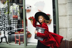 Lady in red coat